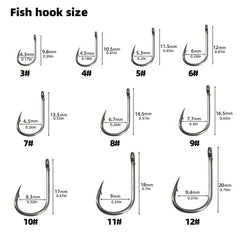 1000-2000pcs High Carbon Fishing Hooks Set Barbed Carp Fishhook Sizes 3-12