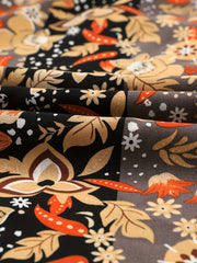 Colorblock Floral Print Wide Leg Trousers