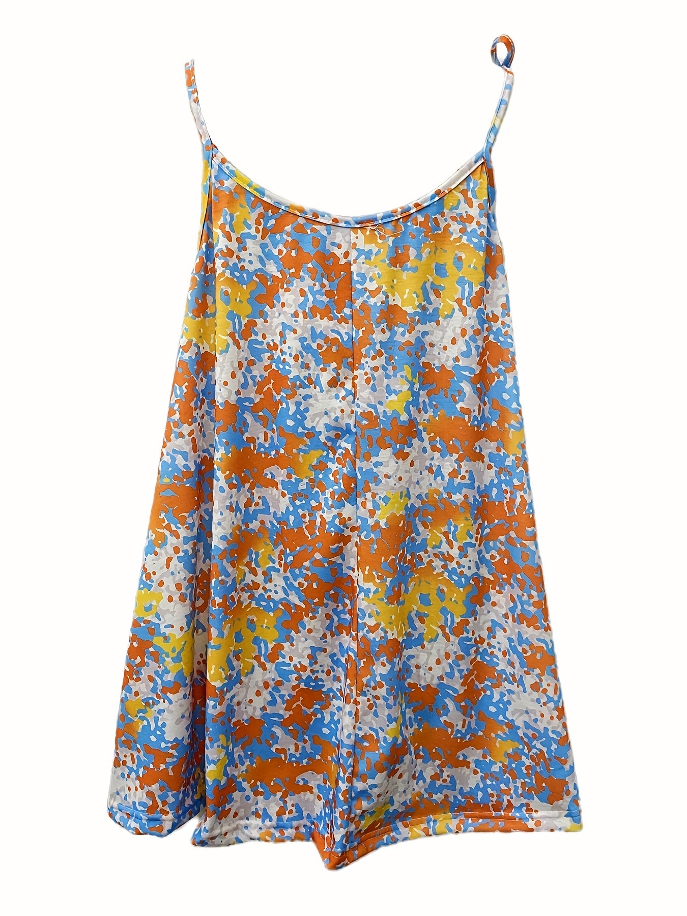 Casual Cami Top Random Print Round Neck Tie Shoulder