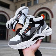 Men's High Top Basketball Shoes Colour Block Non Slip Lace Up Sneakers