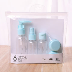 6Pcs Travel Bottles Set Mini Empty Plastic Pump Spray Squeeze Bottles