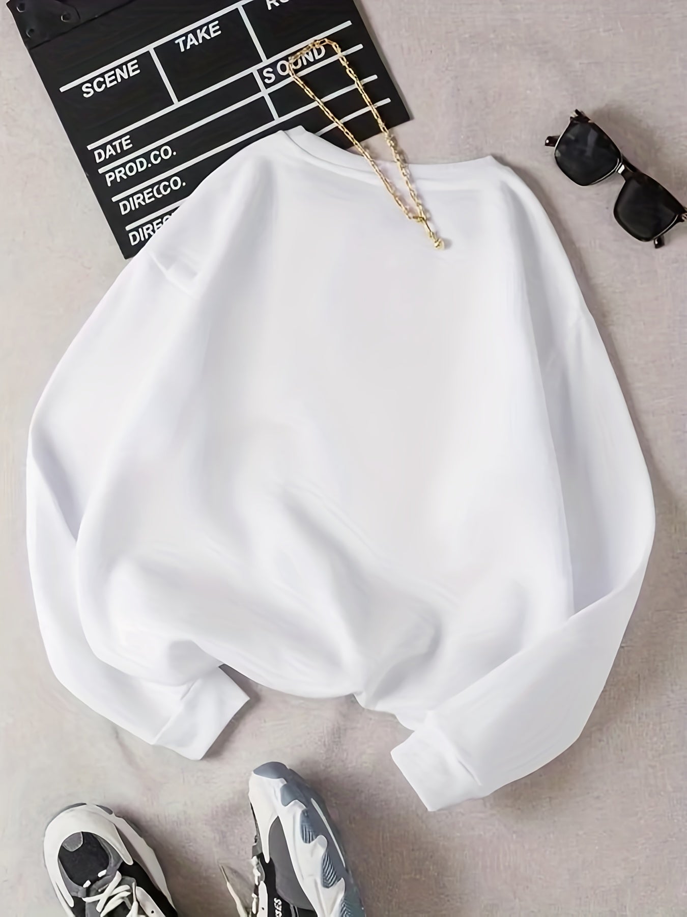 Women's Solid Pullover Crew Neck Sweatshirt for Fall & Winter