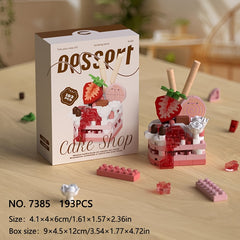 DIY Building Blocks Cake Set Strawberry Tea Party Playset