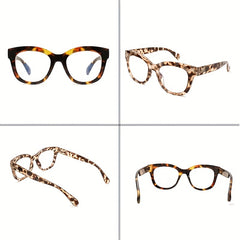 3 Pairs Reading Glasses Anti Light Reader Spring Hinge Retro + 3 Felt Pack