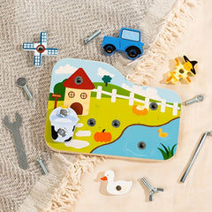 Farm Wooden Screw Twisting Toy Set