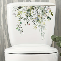 2pcs Plant Toilet Stickers Vinyl Waterproof Decorative Bathroom Decal