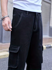 Men's Cargo Denim Pants Loose Fit Street Style Jeans