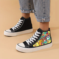 Girl's Cartoon High Top Skate Shoes Non Slip Lace Up Sneakers