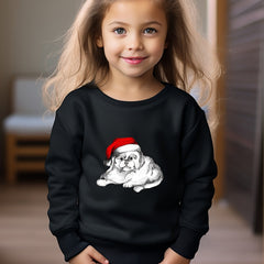 Christmas Dog Print Girls Pullover Sweatshirt Crew Neck Tops