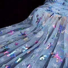 Christmas Snowflake Sheer Tulle Fabric Yard DIY Winter Wonderland Party
