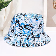 Graffiti Print Bucket Hat Couple Basin Hat Sunscreen Fisherman Cap