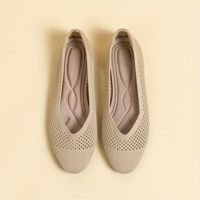 Women's Knit Flat Shoes Soft Sole Slip On Casual Shoes