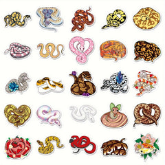 50pcs Colorful Snake Cartoon Series Stickers for Phone Laptop Helmet Skateboard