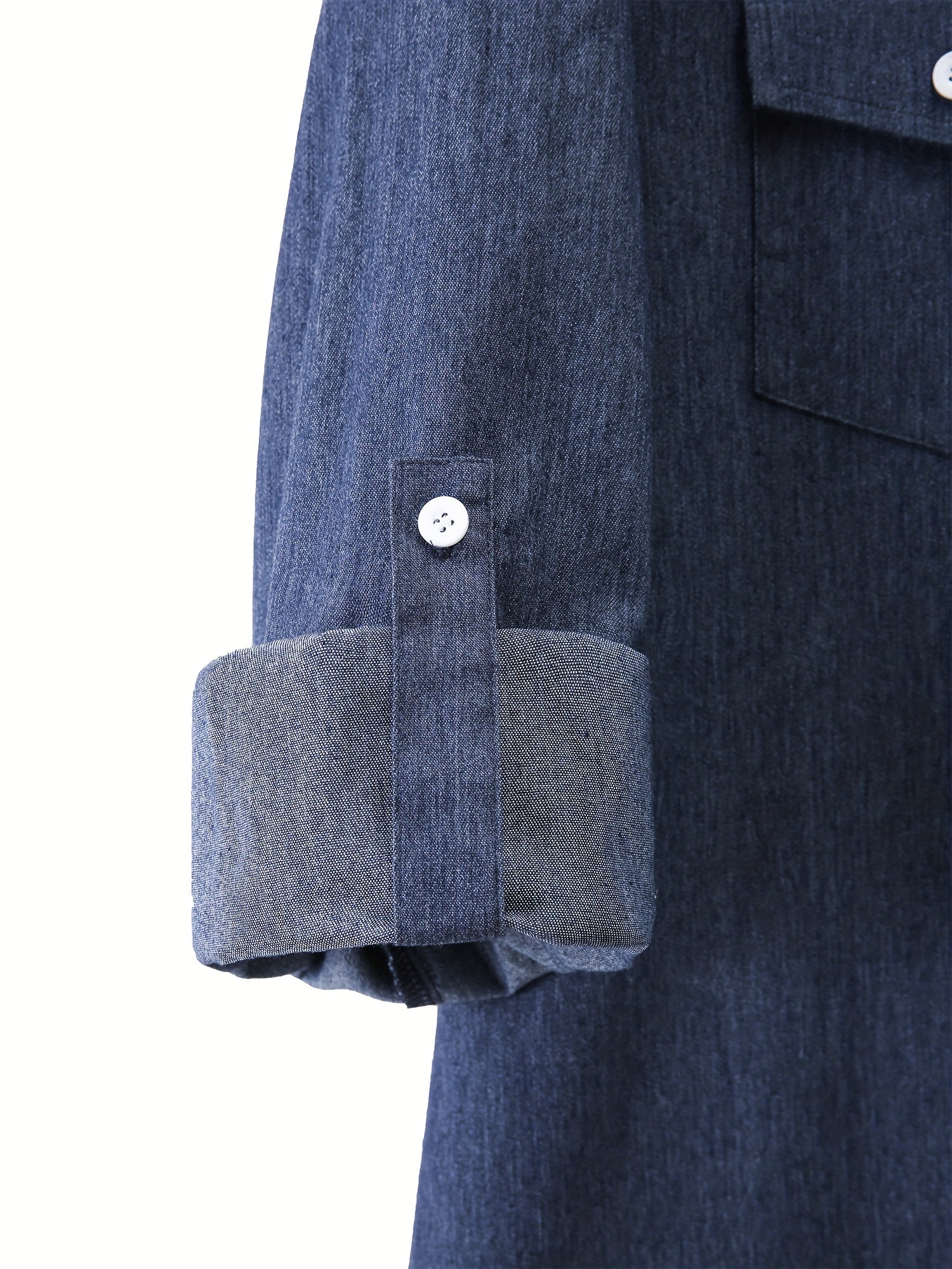 Solid Button Up Roll Long Sleeve Maxi Shirt Dress