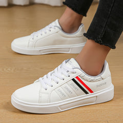 Colorful Stripes Pattern Faux Leather Skate Shoes
