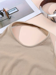 Ribbed Halter Neck Tank Top for Yoga Fitness