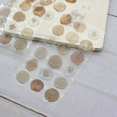 18pcs Flower Wax Seal Stamp Stickers Brown Gradient Girls Decoration
