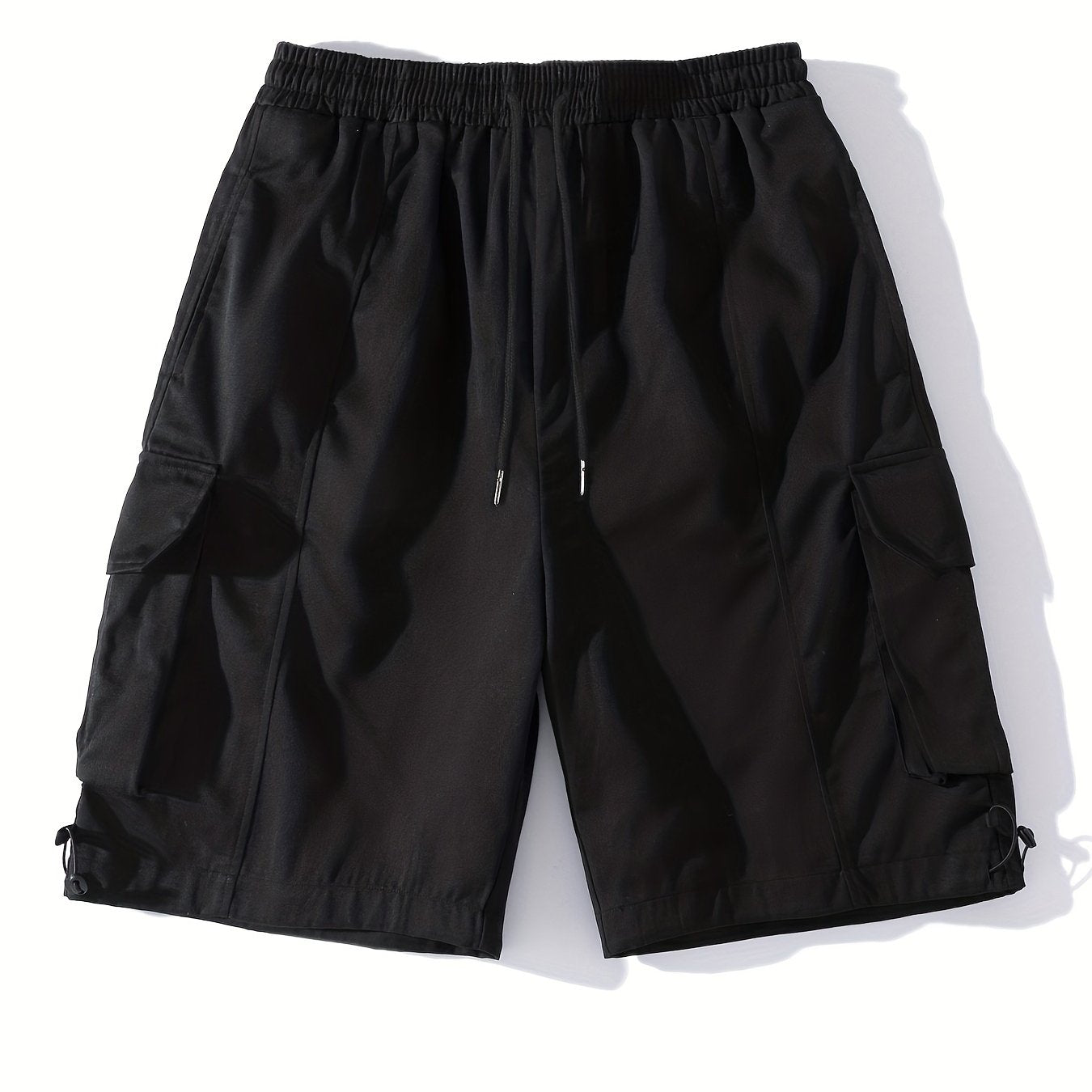 Men's Elastic Waist Cargo Shorts with Pockets for Summer