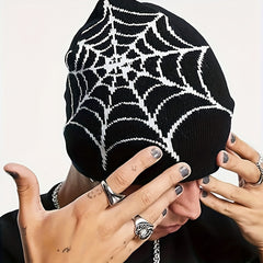 Y2K Gothic Spider Pattern Knitted Hat Beanie Winter Warm Beanies