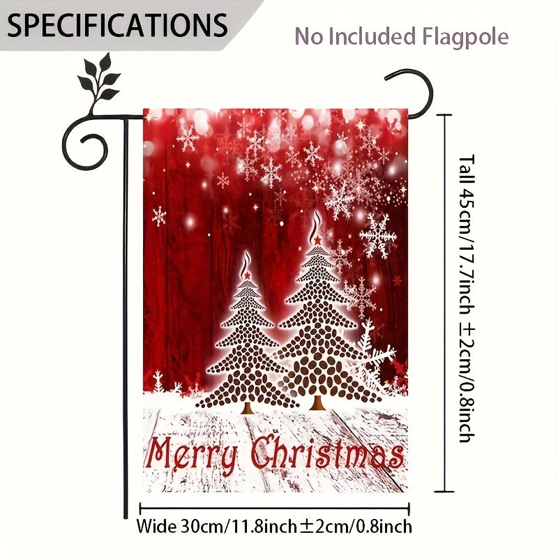 1pc Merry Christmas Garden Flag Red Christmas Tree Pattern 12in 18in