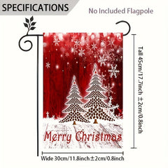 1pc Merry Christmas Garden Flag Red Christmas Tree Pattern 12in 18in