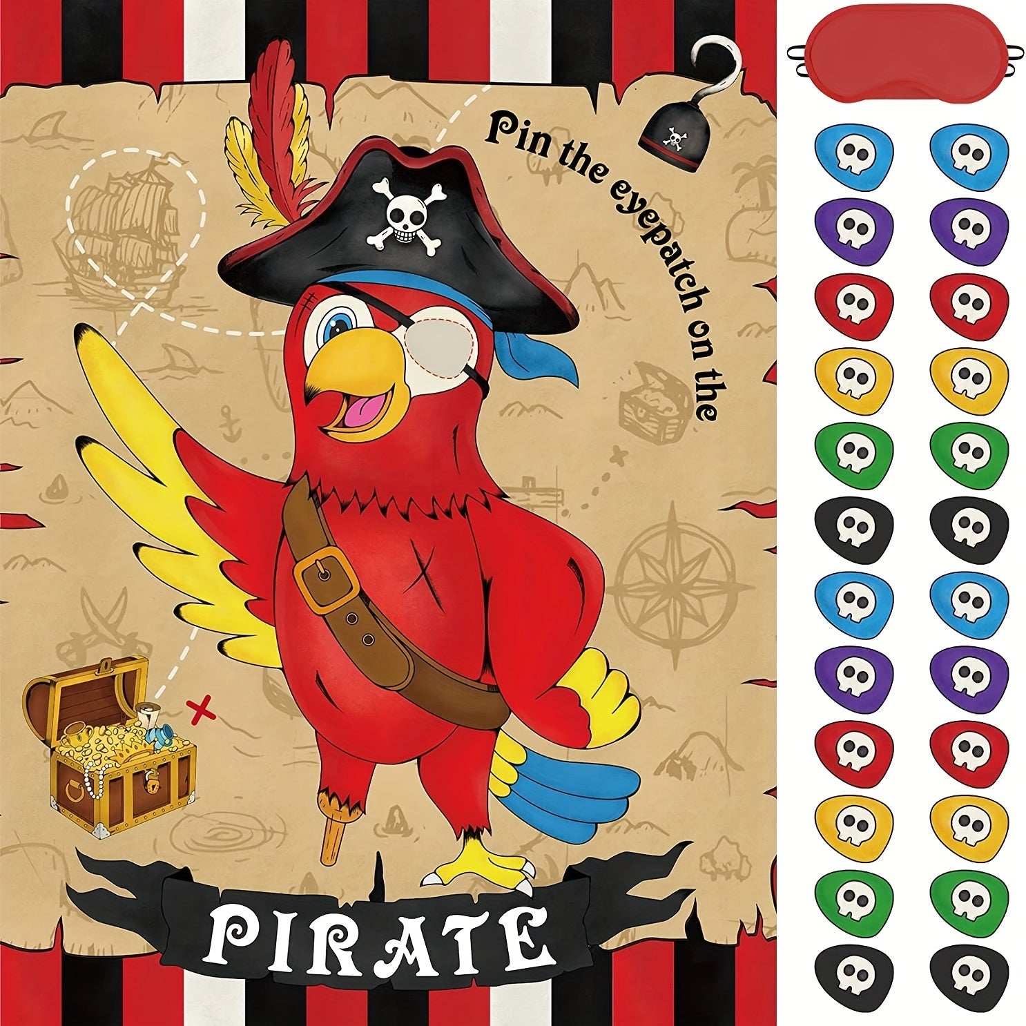 Pirate Parrot Poster Sticker Game for Birthday Party