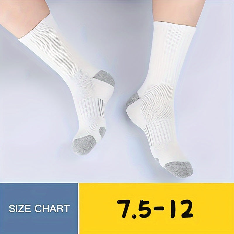 5 Pairs Men's Cotton Cushioned Sports Crew Socks
