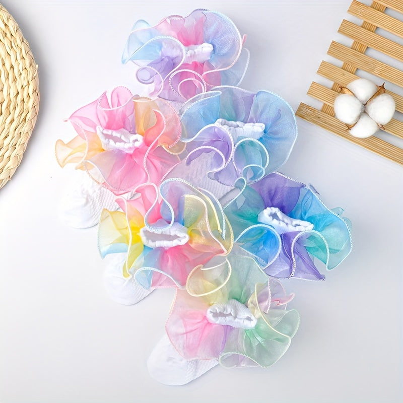 6 Pairs Rainbow Lace Dance Socks for Girls Kids