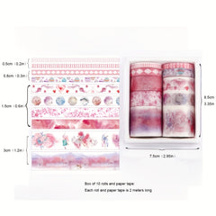 10 Pack Paper Tape Suits 8.5cm 7.5cm 3.5cm Small Fresh Flower Journal Tape