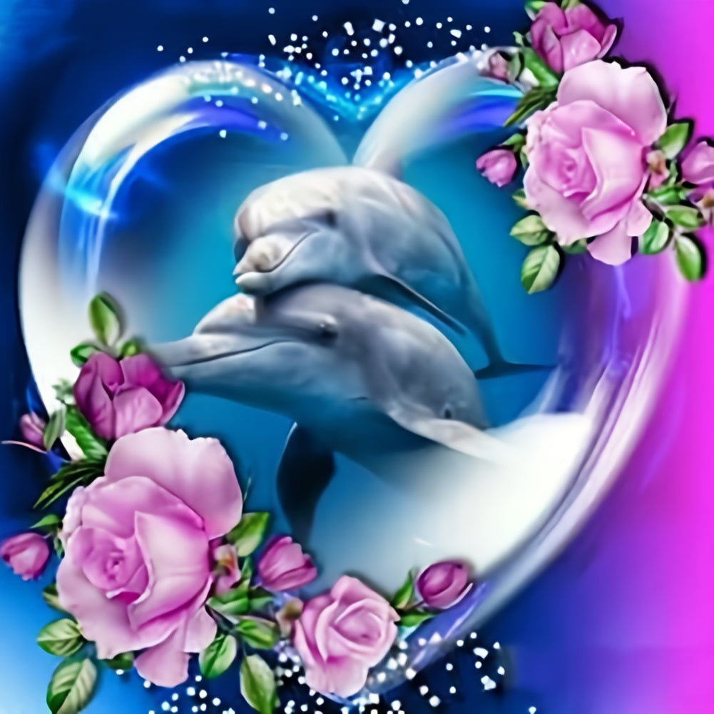 5D Dolphin Diamond Painting Set DIY Full Embroidery Hot Diamond Sticker