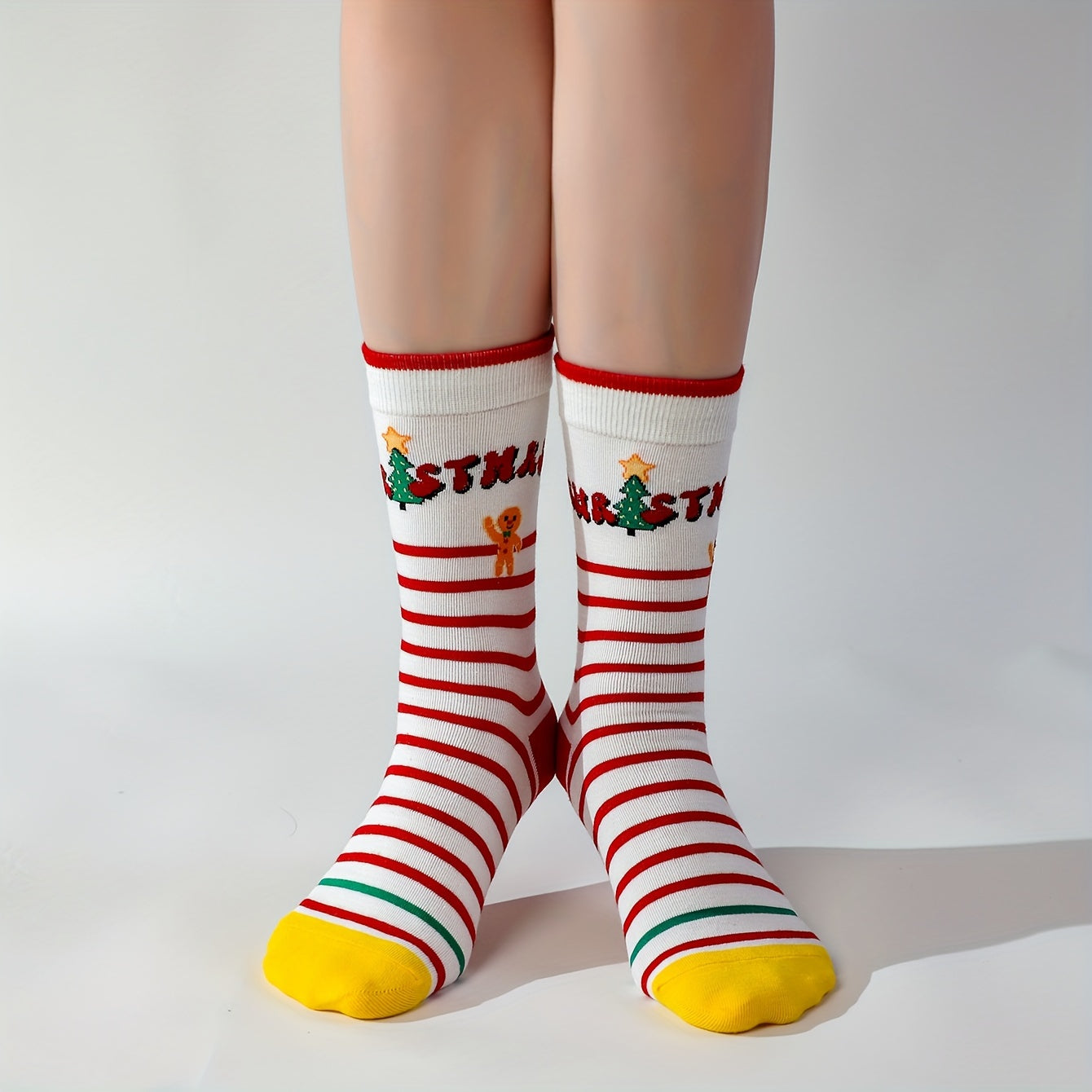 4 Pairs Christmas Print Socks Women's Mid Tube Stockings