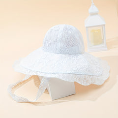 Wide Brim Lace Sun Hat Hollow Out Breathable UV Protection Hat