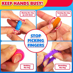 Set of 12 Silicone Fidget Rings for Children Sensory Toys