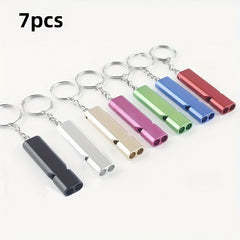 7pcs Aluminum Alloy Dual Frequency Survival Whistle Outdoor Life-saving Whistle