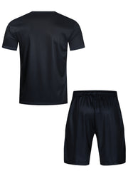 Men's Fix Stuff Print T shirt Active Shorts Set For Fitness