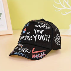 Boys Graffiti Print Baseball Cap Adjustable Lightweight Sun Hat