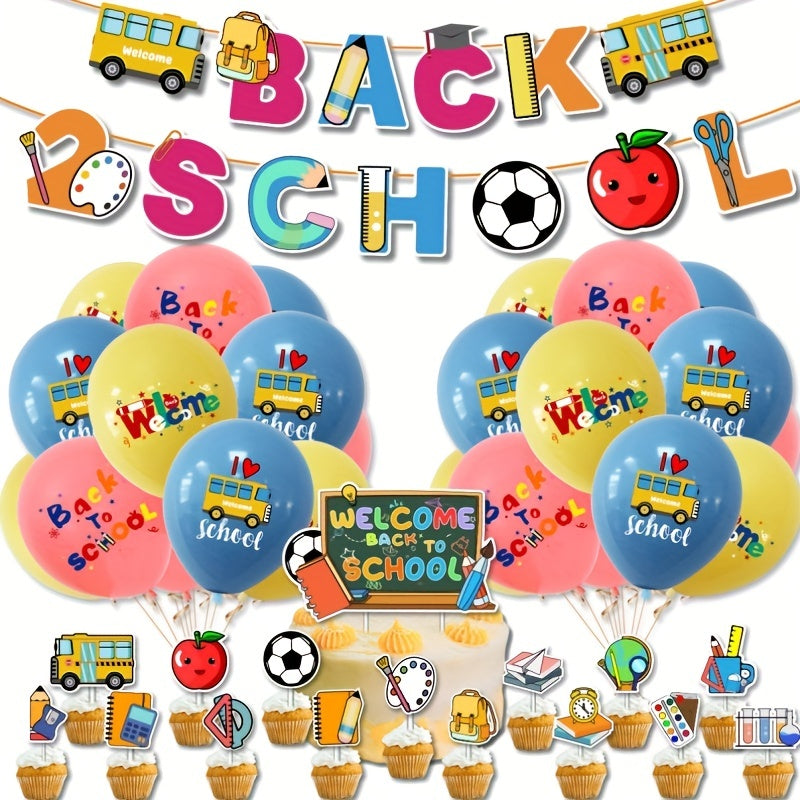 Back To School Banner & Cake Toppers Set