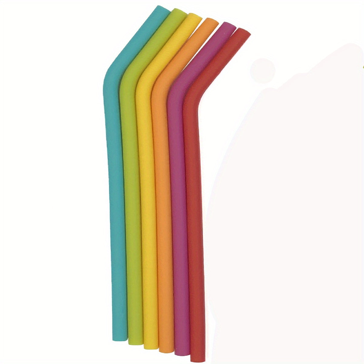 6pcs Rainbow Silicone Straws Large Straight Fine Reusable Straws