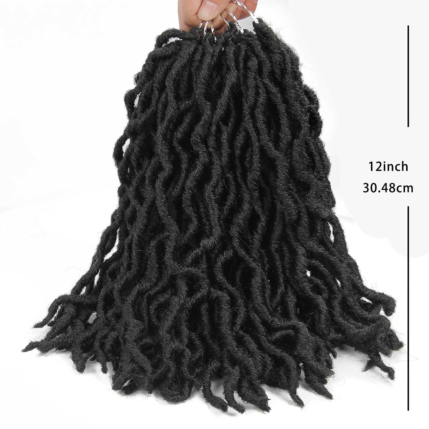 30 48cm Curved Faux Locs Dreadlocks Hair Pieces Synthetic Crochet Extensions