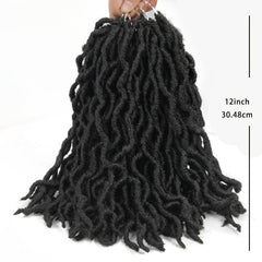 30 48cm Curved Faux Locs Dreadlocks Hair Pieces Synthetic Crochet Extensions