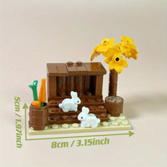 IDEAMOC Farm Animal Building Blocks Set Chicken Coop Rabbit & Bird Figures