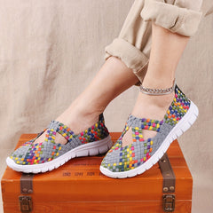 Women's Colorful Braided Slip On Sneakers Low Cozy Shoes