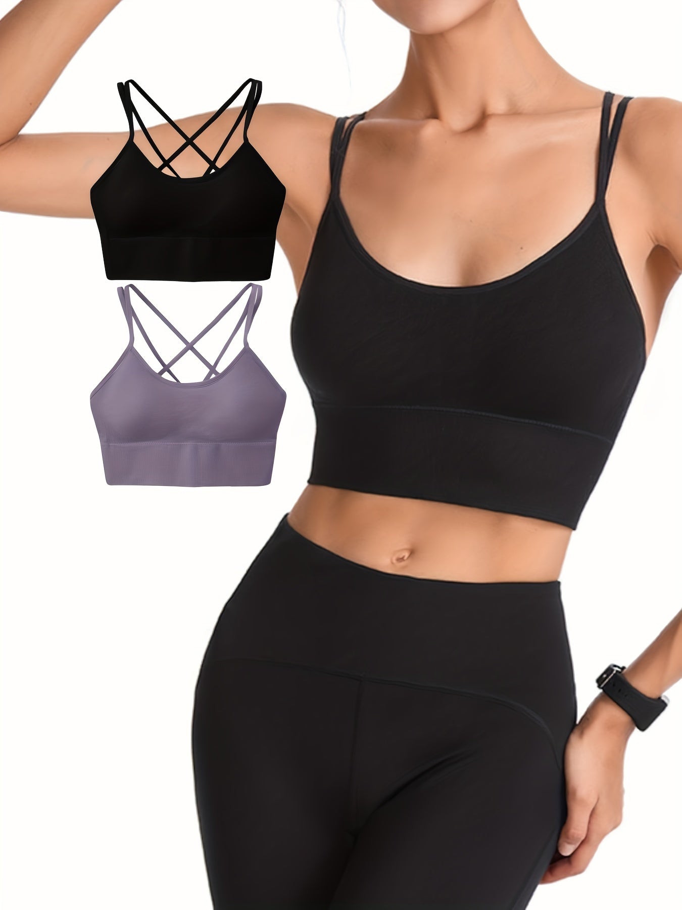 2pcs Criss Cross Sports Bras Yoga Fitness Bra Women's Lingerie