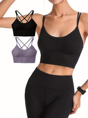 2pcs Criss Cross Sports Bras Yoga Fitness Bra Women's Lingerie