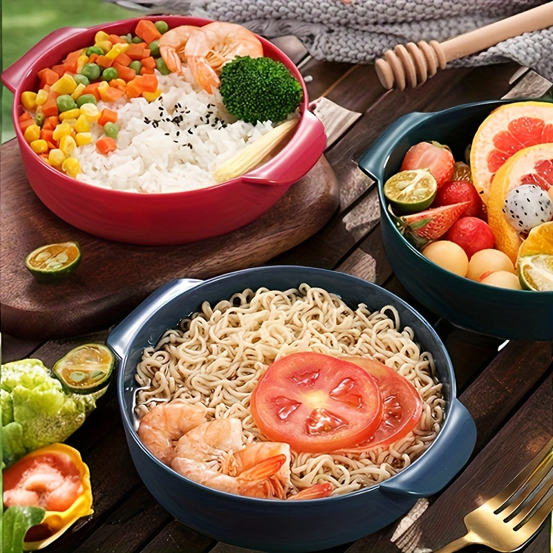 Double Ear Noodle Bowl Reusable Non Slip Food Container Microwave Heating Bowl