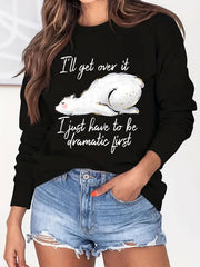 Letter & Polar Bear Print Loose Sweatshirt Women's Clothing