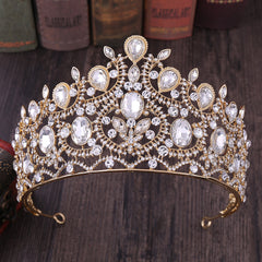 Baroque Large Tiara Leaf Decor Crown Hair Accessories