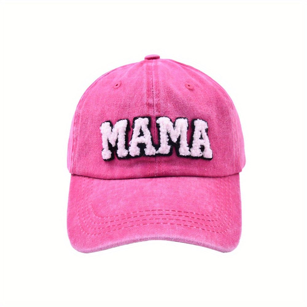 MAMA Patch Baseball Cap Candy Washed Distressed Sunscreen Dad Hats