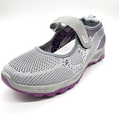 Women's Hook & Loop Walking Shoes Breathable Knitted Low Top