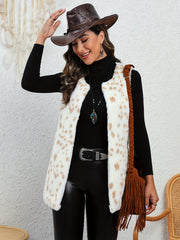 Leopard Print Warm Vest Sleeveless Women's Clothing